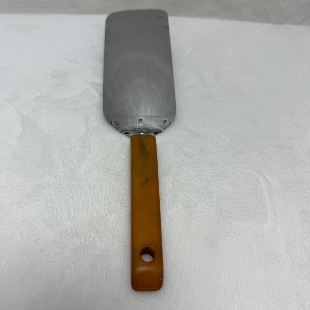 VTG Thin Flexible Spatula Androck Butterscotch Bakelite  Turner MCM Kitchen